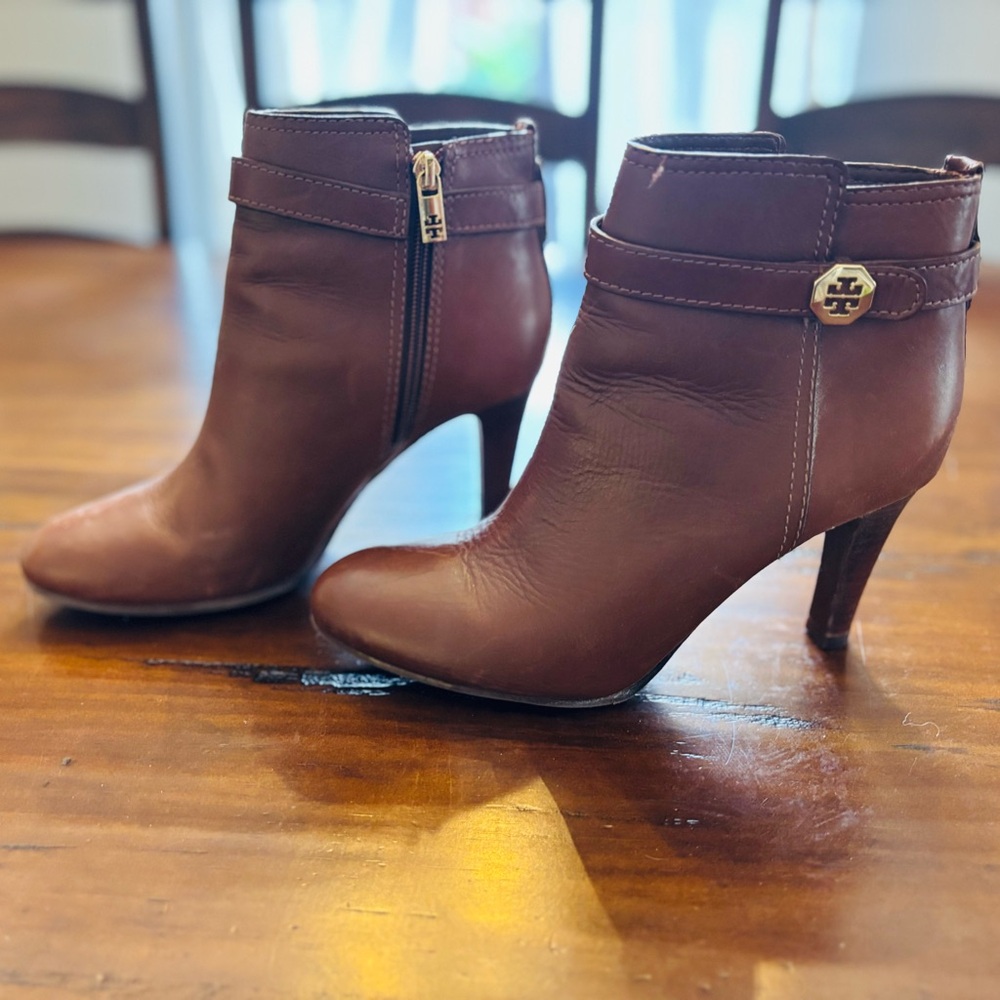 Tory Burch Brown Ankle Booties with High Heel